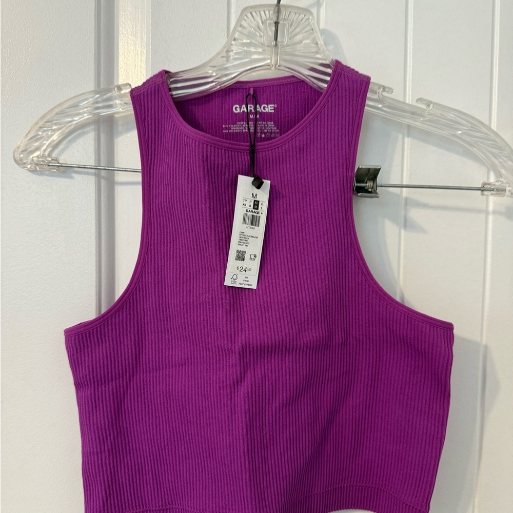 Garage Women's Purple Ribbed Tank Top